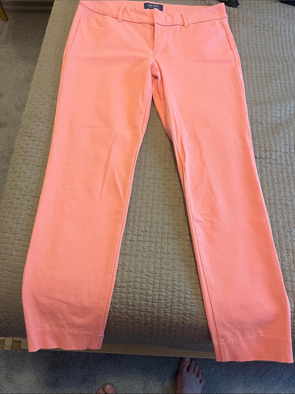 Old Navy Pixie Coral Pink Mid-Rise Slim Dress Pants